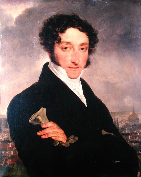Porträtt antas vara av Charles Nodier (1780-1844) (olja på duk) av French School