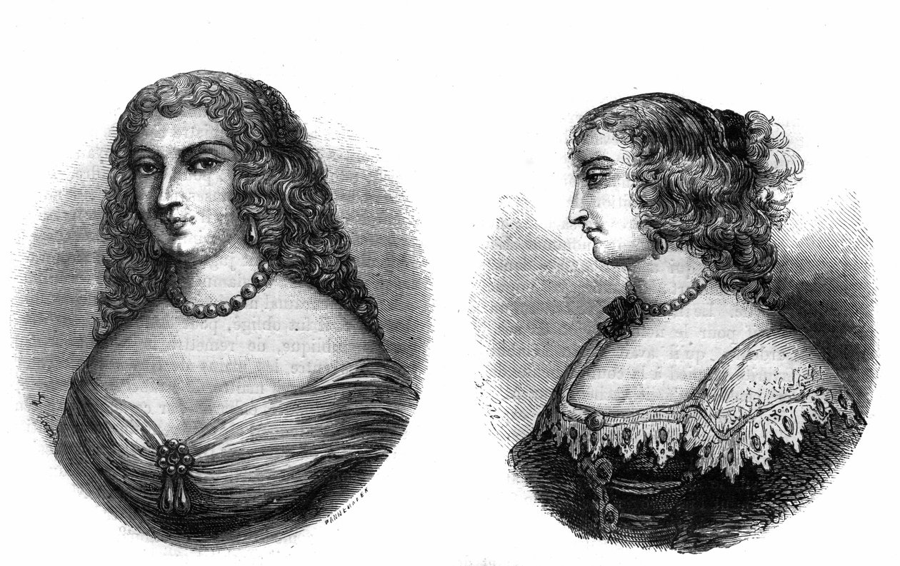 Porträtt av "Mademoiselle de la Fayette (Louise de La Fayette 1618-1665) och Mademoiselle de Hautefort (Marie de Hautefort) av French School