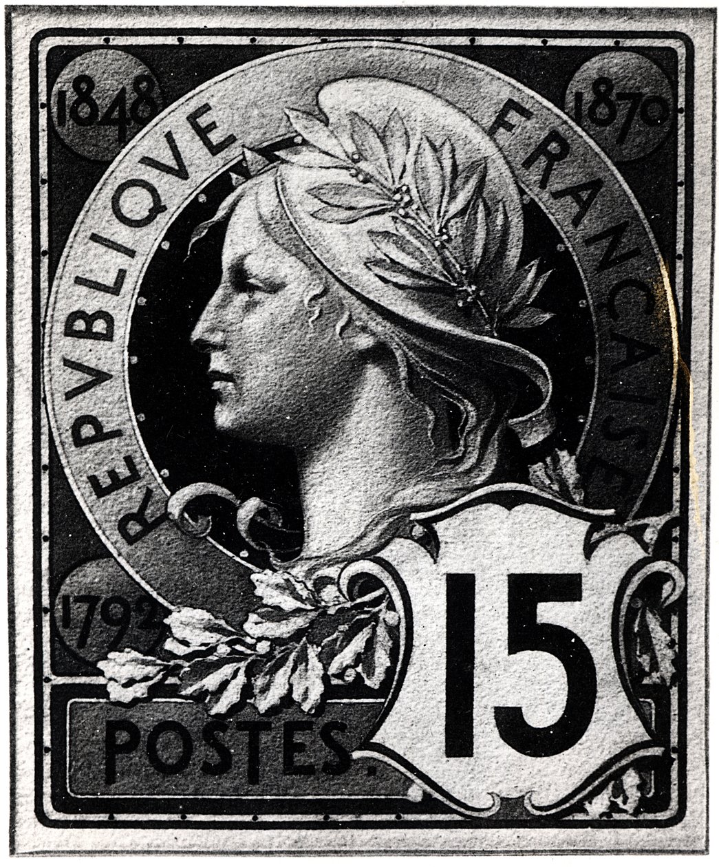 Frimärke föreställande Marianne, Frankrikes officiella representation, ca. 1893 av French School