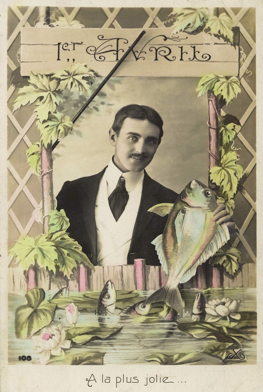 Vykort från 1 april, början av 1900-talet av French School