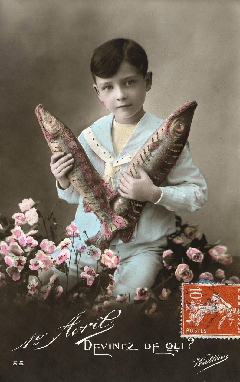 Vykort från 1 april, början av 1900-talet av French School