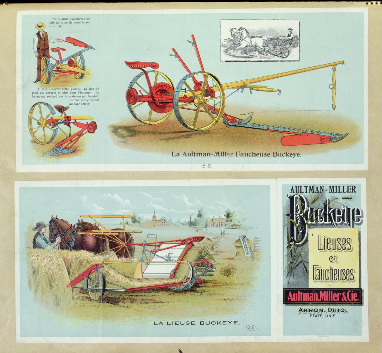 Affischreklam Aultman-Miller Buckeye Binders and Reapers, slutet av 1800-talet av French School