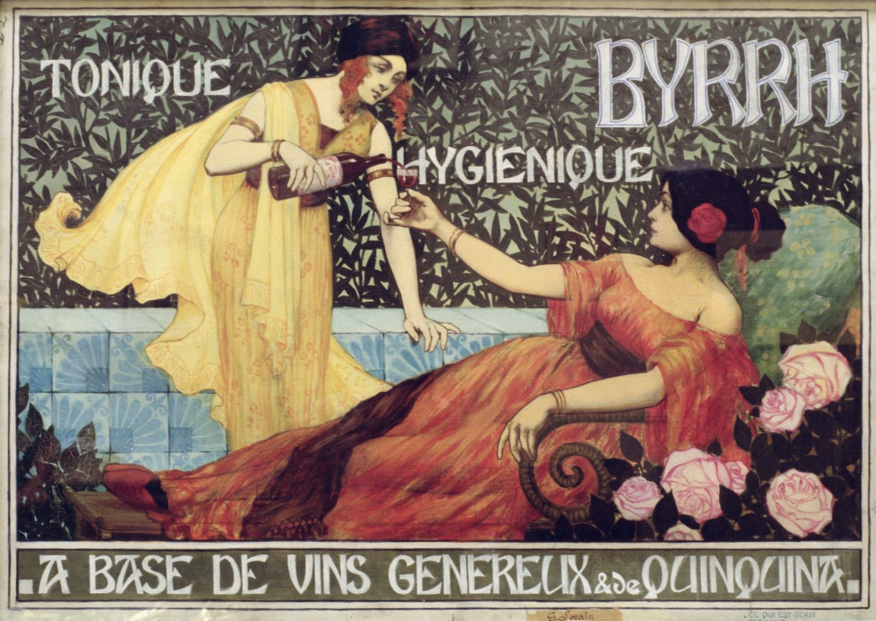 Reklamaffisch för "Byrrh, tonic och hygienisk dryck", ca 1900 (gravyr) av French School