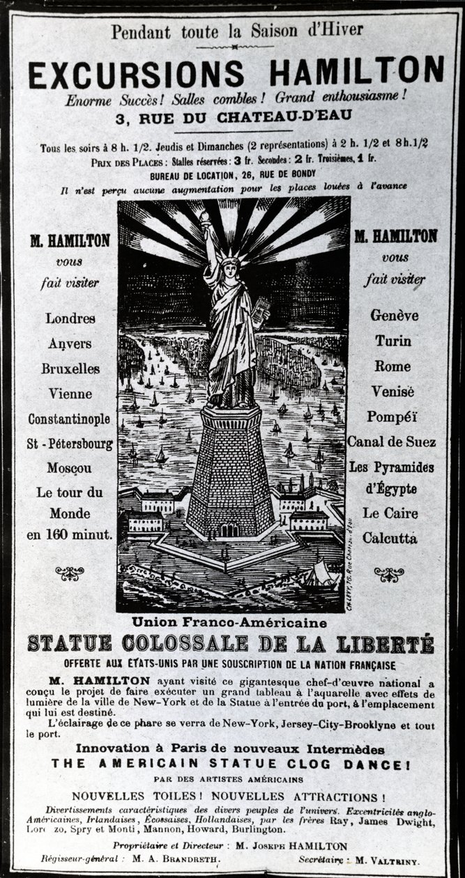Affischreklam Utflykter Hamilton, c.1890 av French School