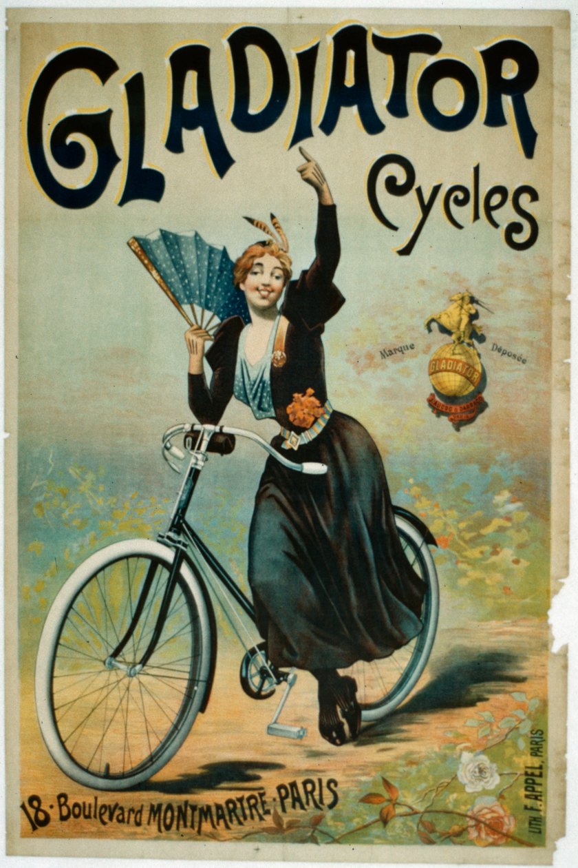 Affischreklam Gladiator Cycles, Boulevard Montmartre, Paris av French School