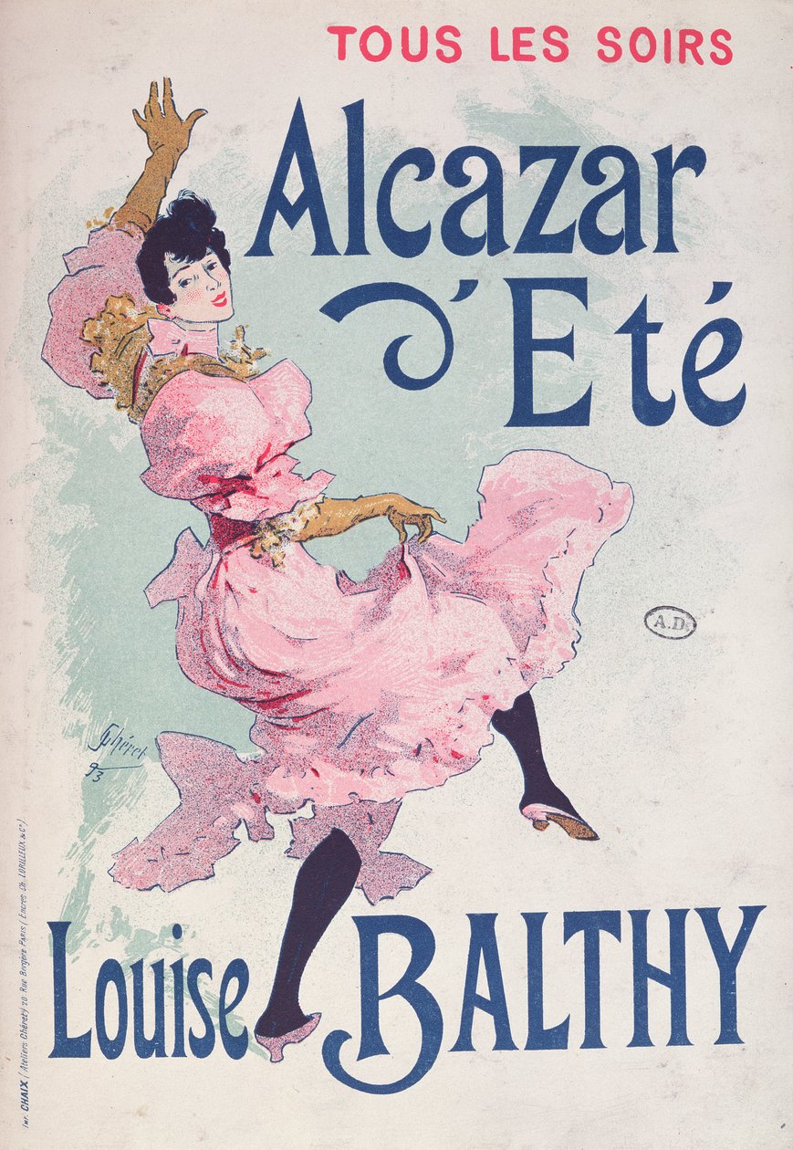 Affisch för Alcazar dEté, med Louise Balthy i huvudrollen, 1893 av French School