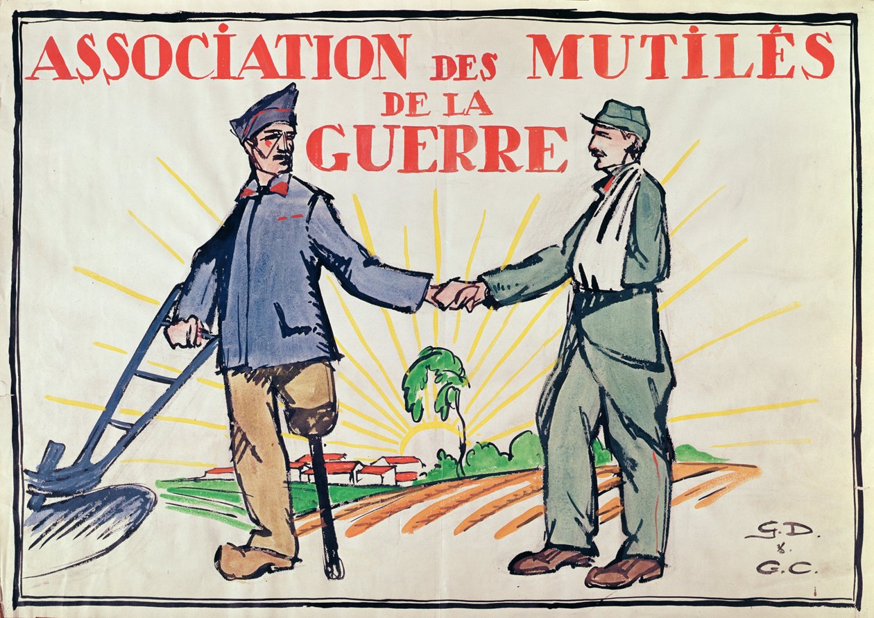 Affisch för Association des Mutiles de la Guerre, c.1920 av French School