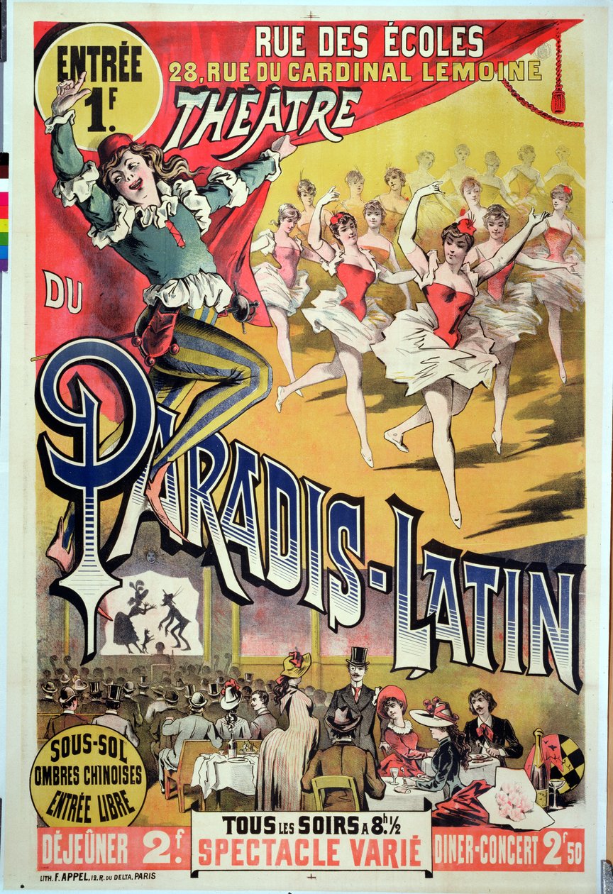 Affisch för Theatre du Paradis Latin, ca 1880-90 av French School