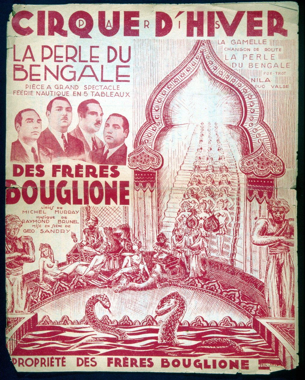 Affisch för showen av bröderna Bouglione "The Pearl of Bengal"" på Cirque d