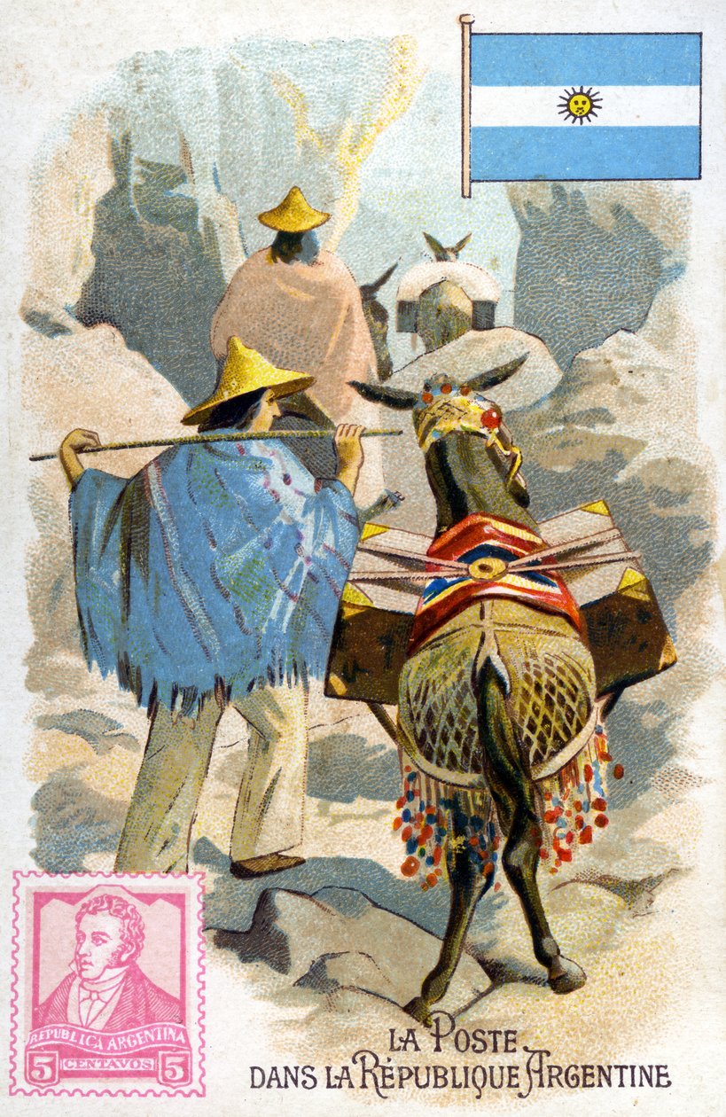Brevbärare i Argentina som levererar post, sent 1800-tal av French School
