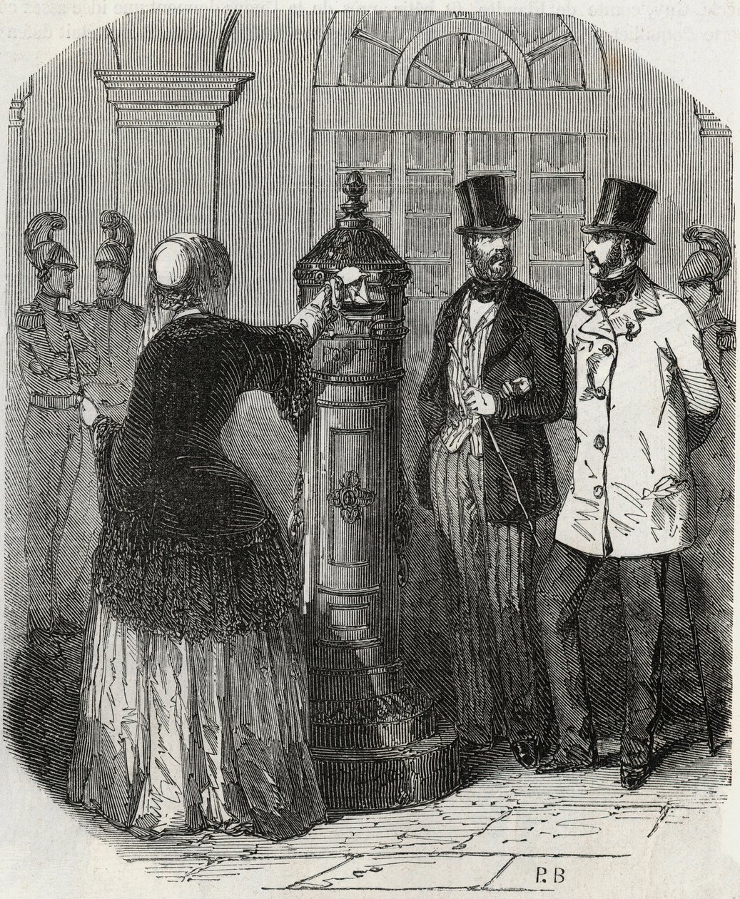 Inlägg: ny brevlåda - Gravyr i "Tableau-de-Paris" av Edmond Texier 1852 av French School