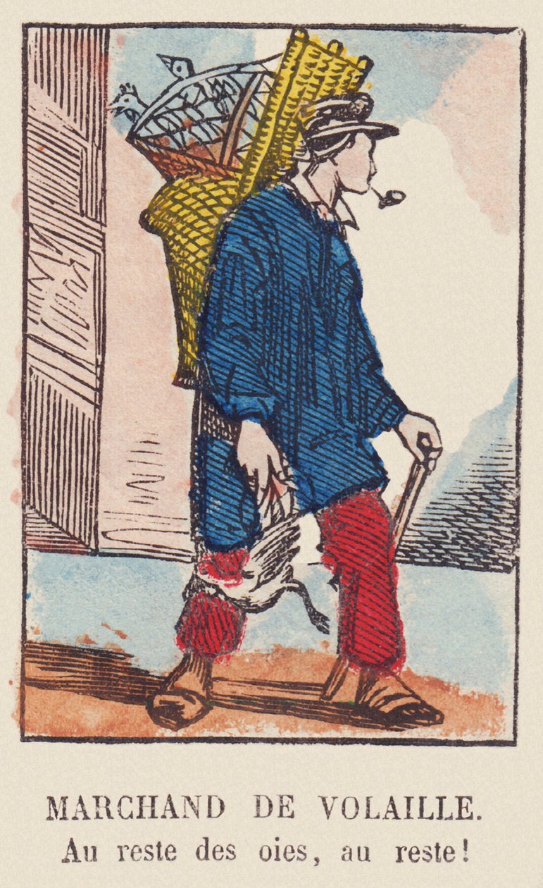 Fjäderfähandlare. Till resten av gässen, till resten! , omkring 1819 (tryck) av French School