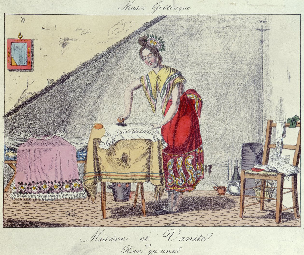 Fattigdom och fåfänga, från Musee Grotesque-serien, c.1820-30 av French School
