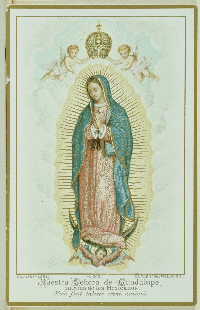 Bönkort föreställande Our Lady of Guadalupe, ca 1900 av French School