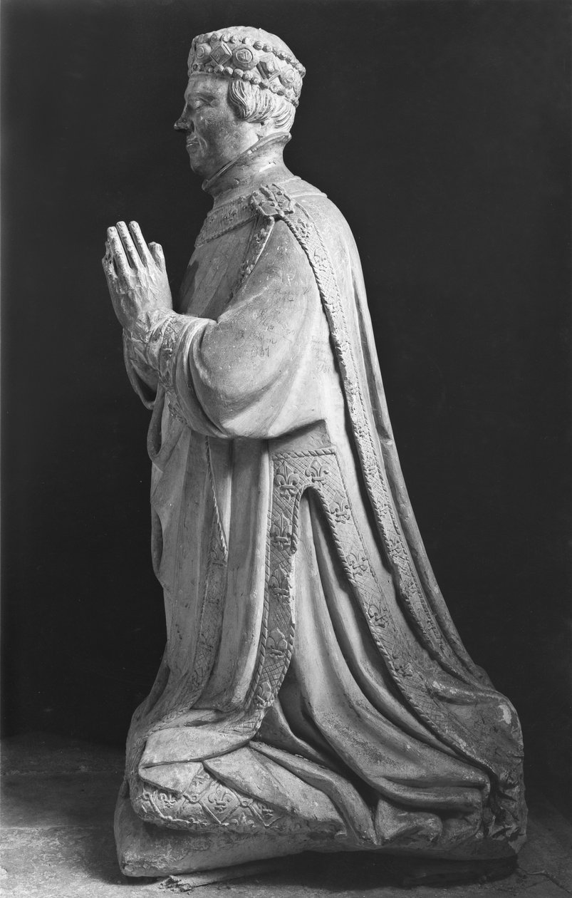 Be knästående figur av hertug Jean de Berry (1340-1416) greve av Poitiers, 1400-1700-talet av French School