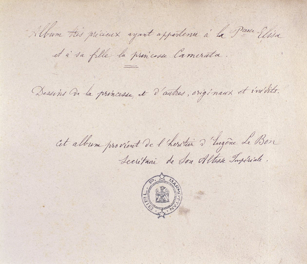 Dyrbart album som tillhörde prinsessan Elisa och hennes dotter Camerata (bläck på papper) av French School
