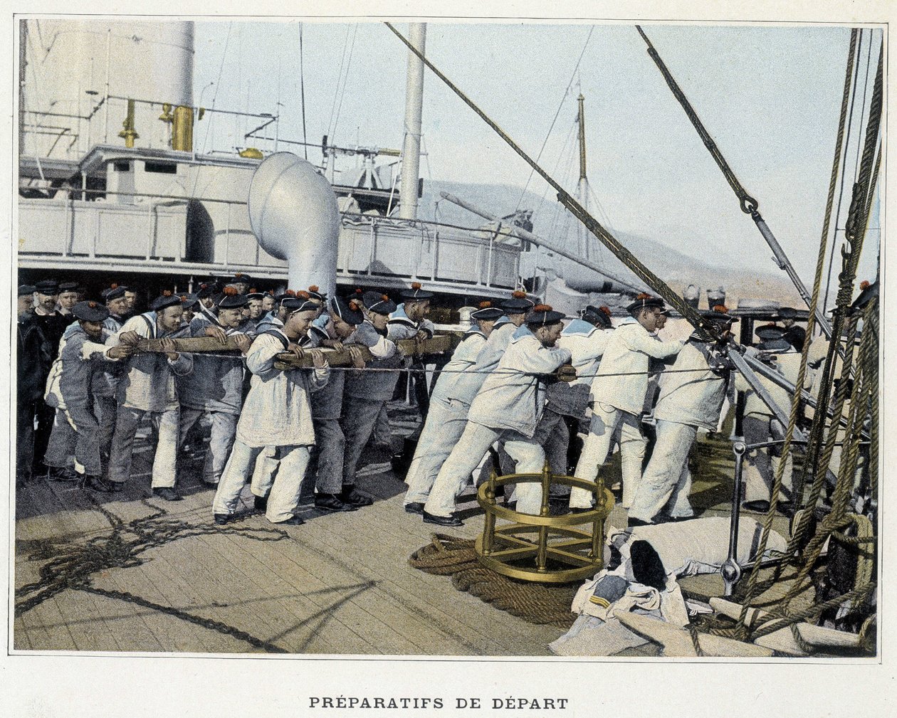 Förberedelser för avresa - i ""Militärt album - Navy: Life on board" av French School