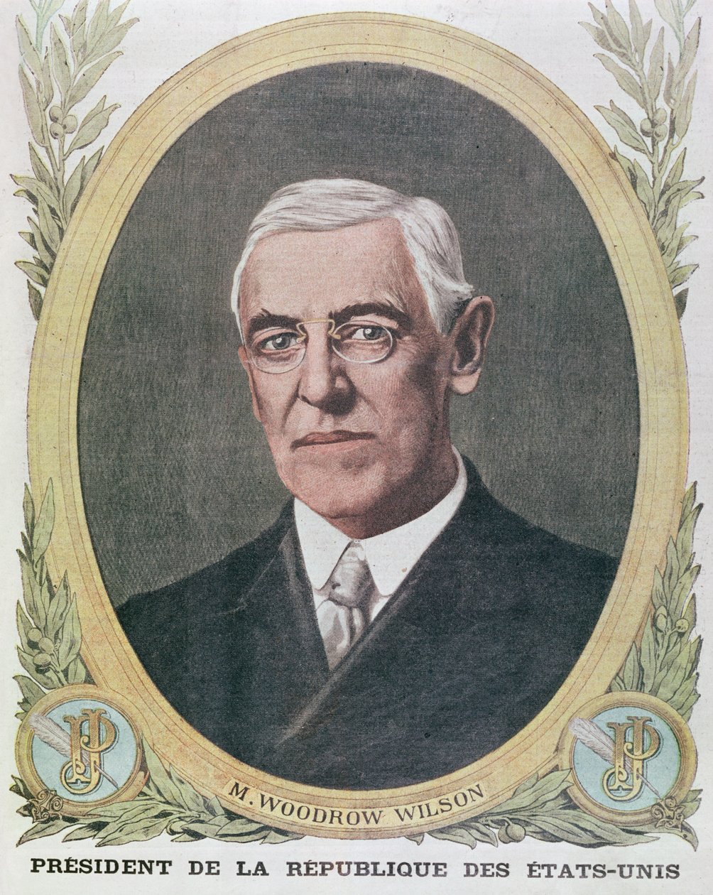 President Woodrow Wilson (1856-1924), illustration från Le Petit Journal 1917 av French School