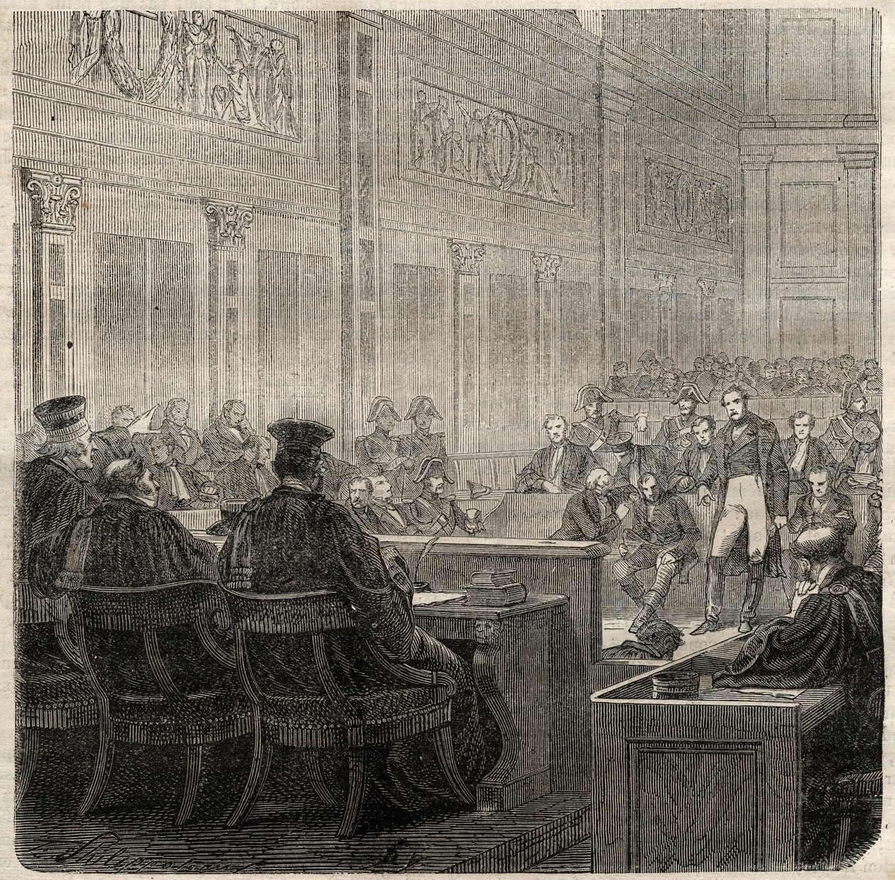 Förfaranden vid det kungliga hovet i Poitiers av general Jean Baptiste Breton (Jean-Baptiste) dit Berton (1769-1822) 1822 - av French School