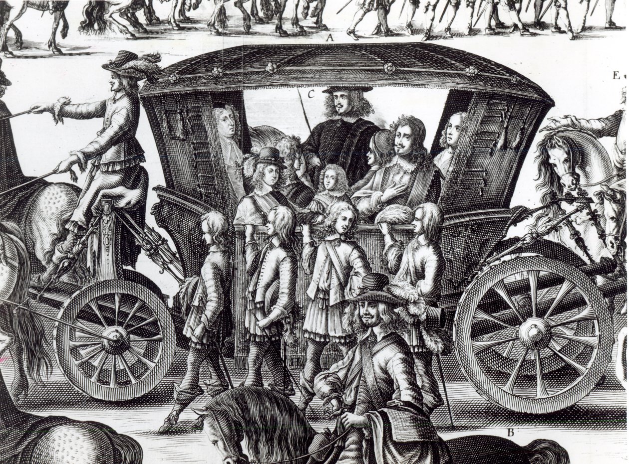 Procession av den unge kungen Ludvig XIV:s inträde som barn i staden Paris den 18 augusti 1649, detalj av French School