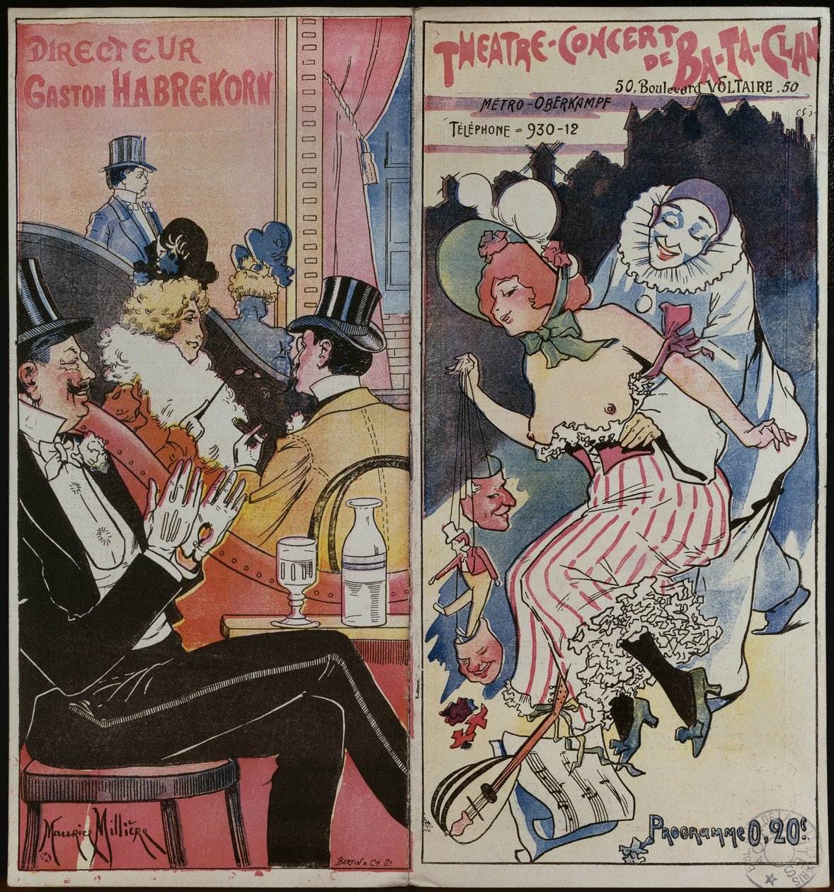 Program för Ba-ta-klan Cafe Concert, c.1905 av French School