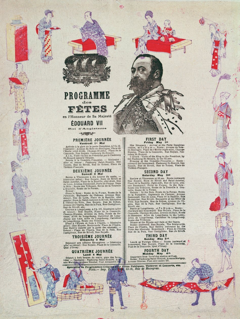 Program för evenemang och festligheter för kung Edward VII:s (1841-1910) besök i Paris, 1-4 maj 1903 av French School