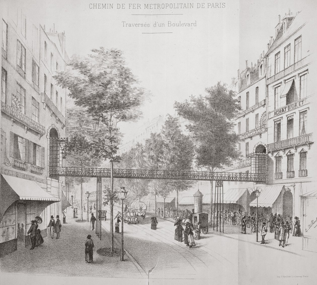 Projekt för ett överjordiskt tunnelbanesystem i Paris, 1886 av French School