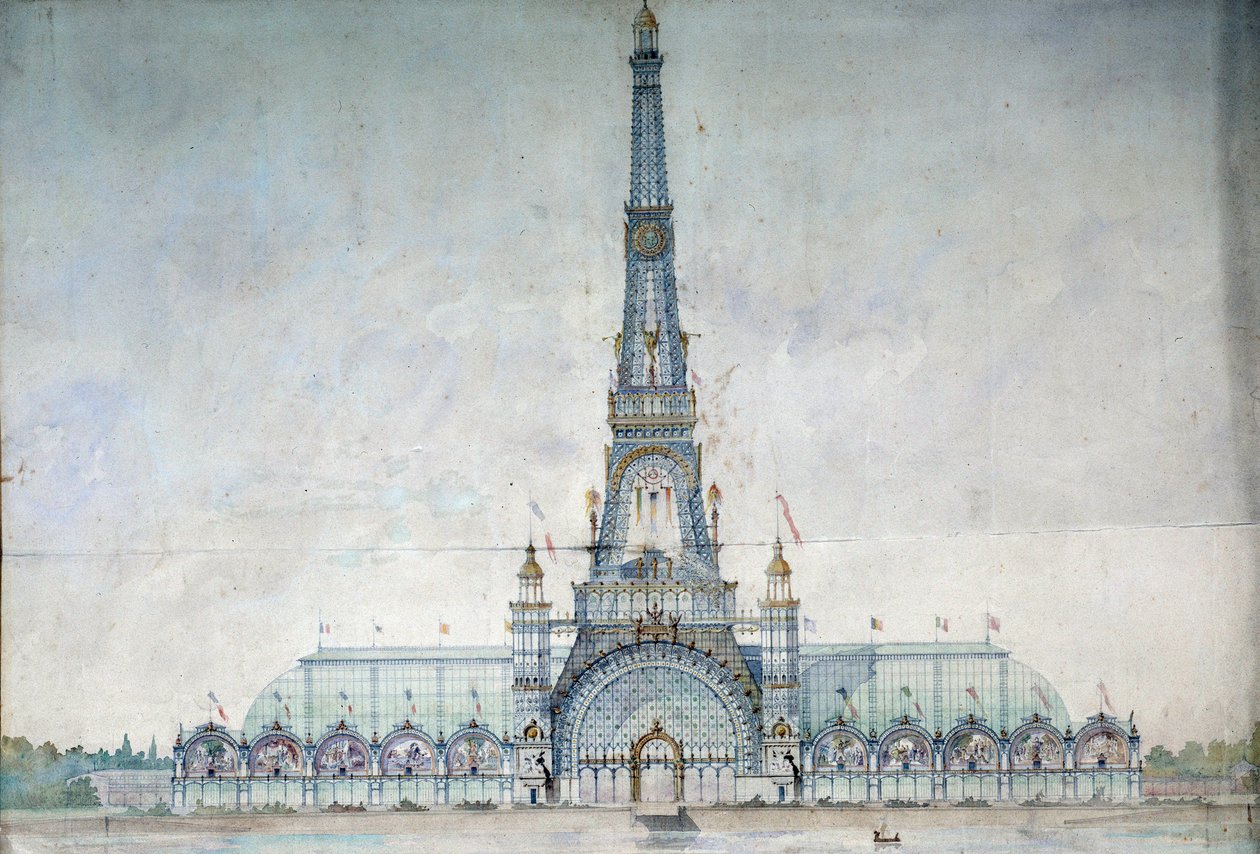 Projet vägrar att modifiera Eiffeltornet för utställningen 1889 av Gustave Raulin av French School