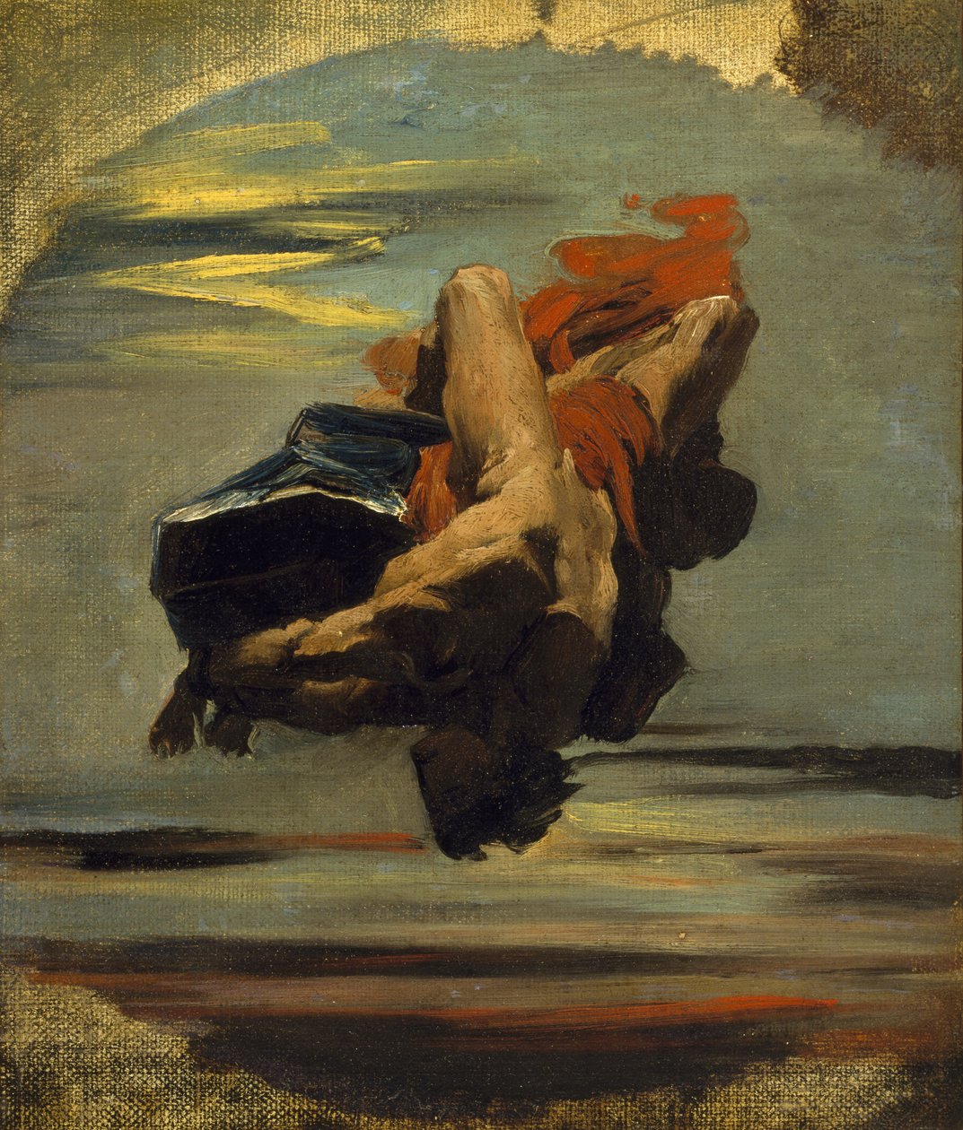 Prometheus faller från klippan (olja på duk) av French School