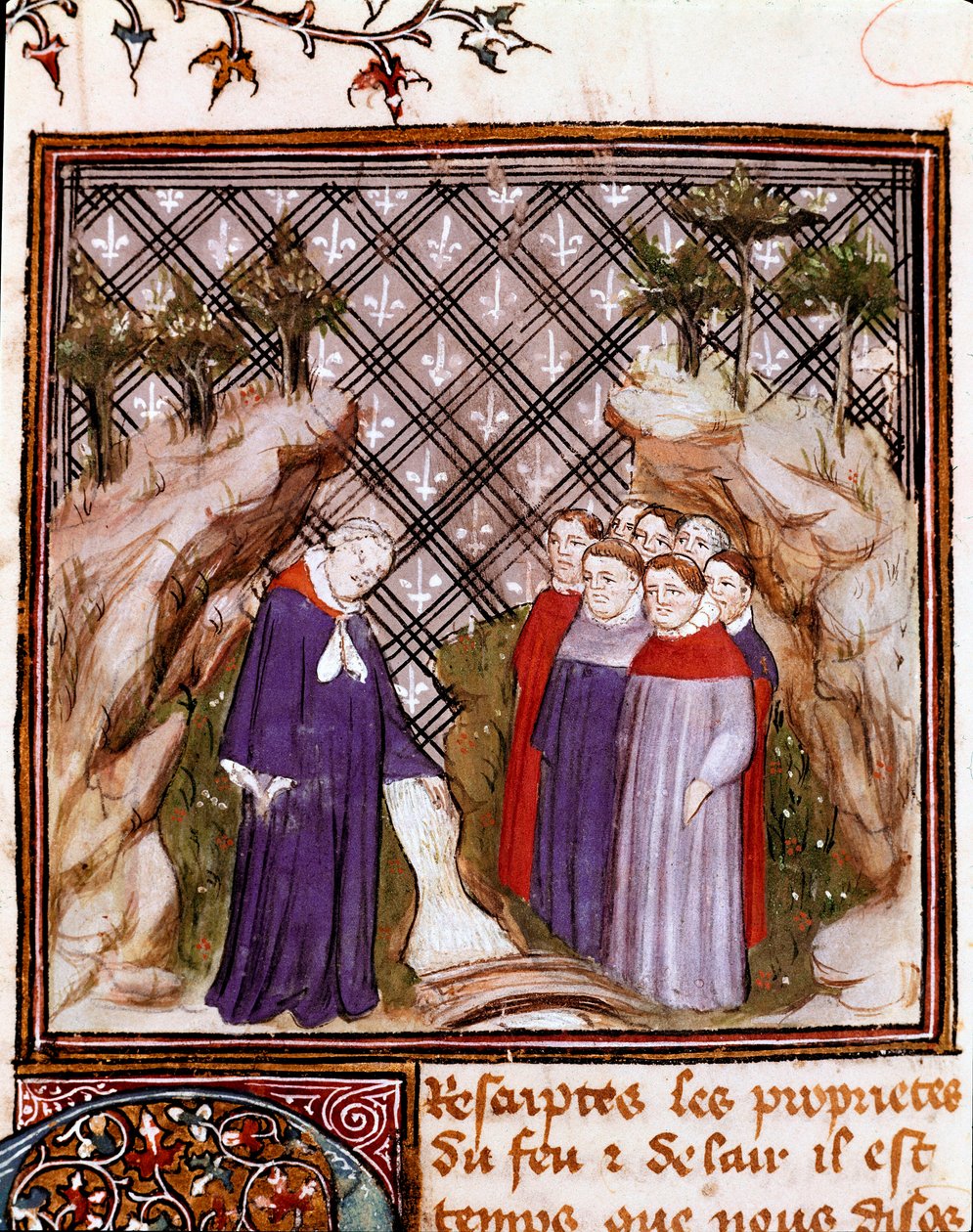 Egenskaper för källor och floder Miniatyr hämtad från "The Book of the Properties of Things" (De proprietatibus rerum) av den engelska Barthelemy, översatt av Jean Corbichon från 1400-talet. Reims, Kommunbiblioteket av French School
