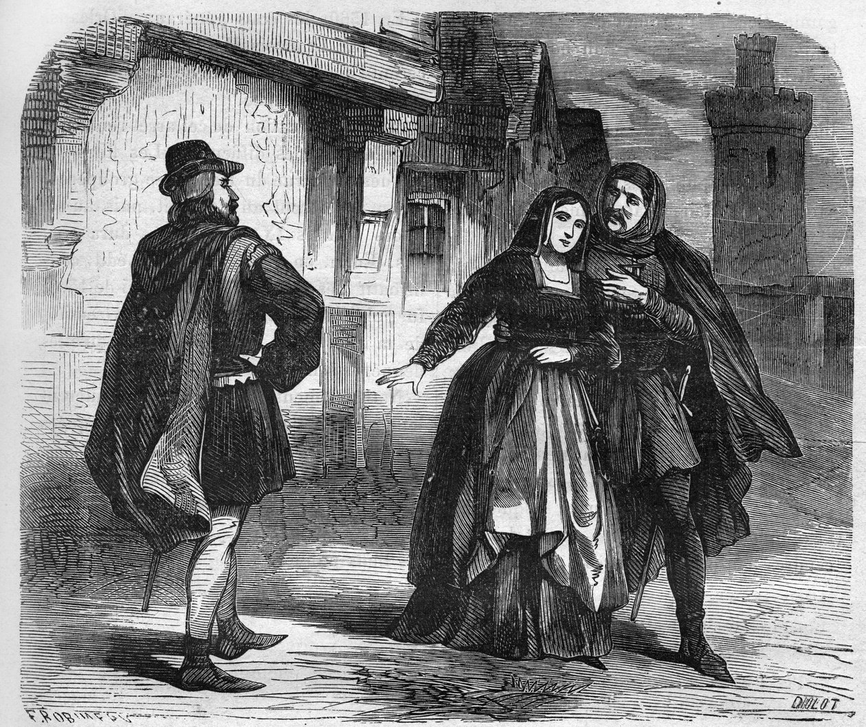 Prostitution under medeltiden: glädjeflickor blomstrade i provinser som Paris. Gravyr i "Prostitutionens och utsvävningens historia bland alla världens folk från antiken till våra dagar" av Dr Th. -F. Debray. 1879. av French School