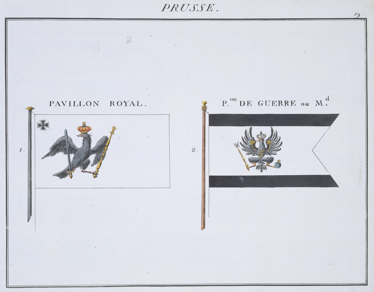 Preussiska flaggor, från en fransk flaggbok, c.1819 av French School