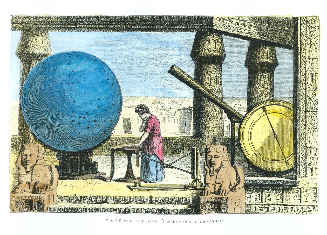 Ptolemaios (c.90-168) (Claudius Ptolemaeus) i observatoriet i Alexandria, från La Vie des Savants Illustres av Louis Figuier (senare färgläggning) av French School