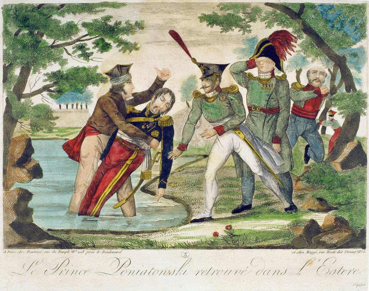 Drar prins Joseph Poniatowski (1763-1813) från Elsterafloden, 1813 av French School