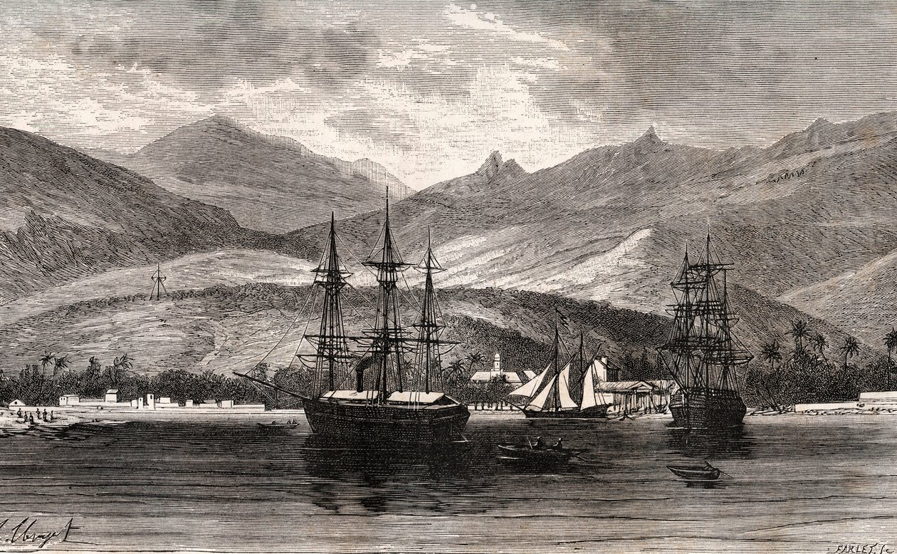 Rade de Taiti - Tahiti - gravyr i "La France illustrée: geografi, historia, statistisk administration" av V.A. Malt-Brown. 1884 av French School