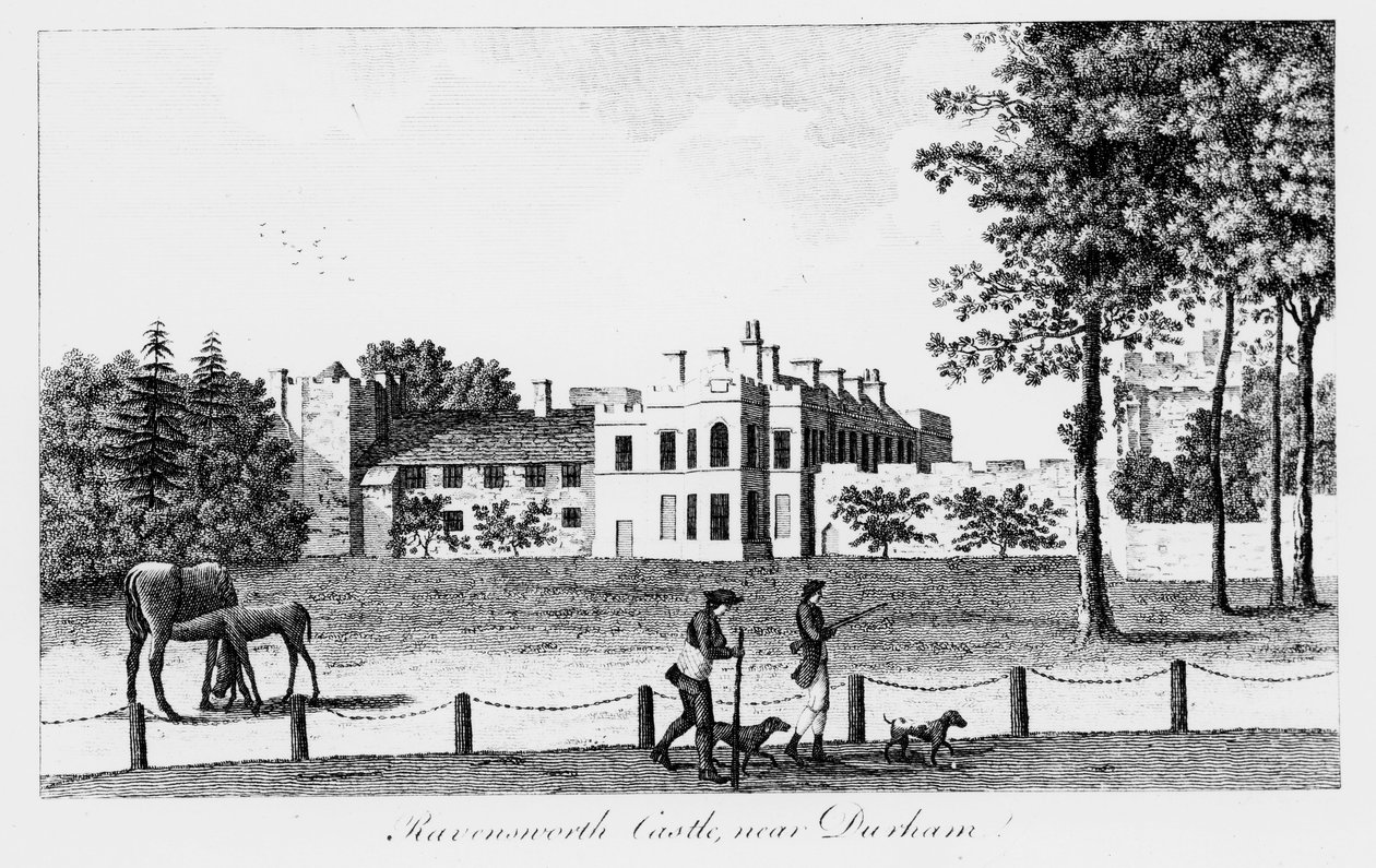 Ravensworth Castle nära Durham, 1800-talet av French School