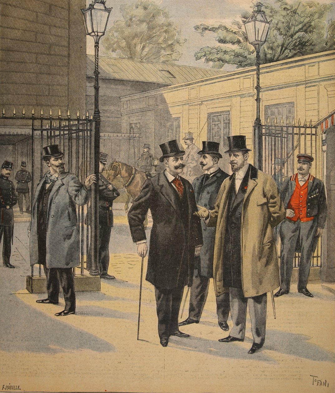 Återinträde till Chambres des Deputes: Three Ghosts, illustration från Le Petit Journal: Supplement illustre, 5 juni 1898 av French School