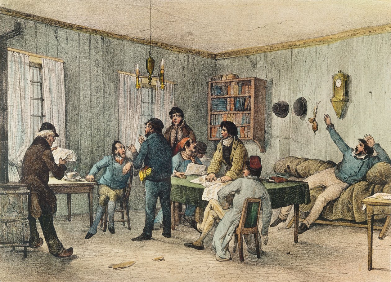 Lässalen i Sainte-Pelagie-fängelset, Paris, ca. 1840 av French School