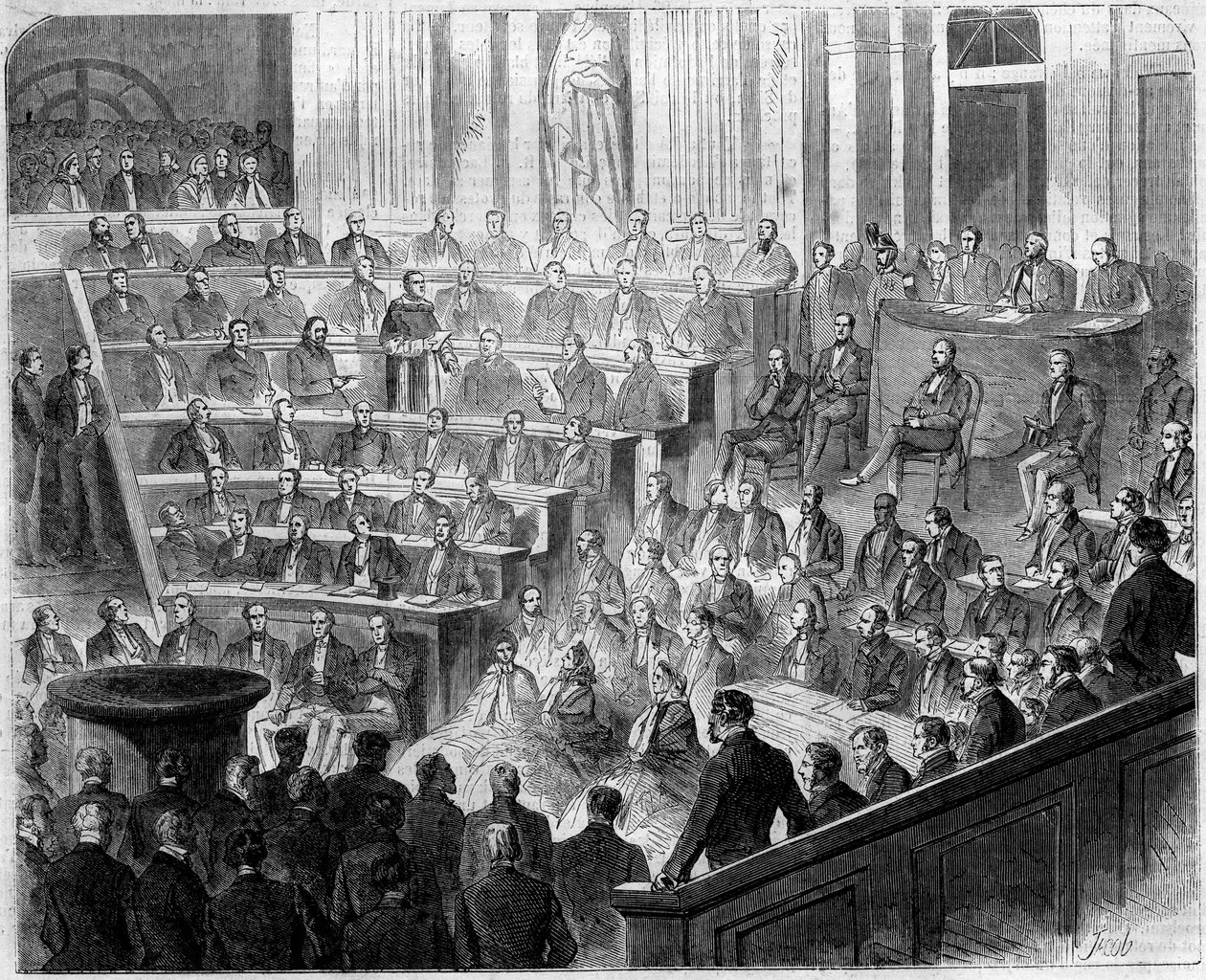 Mottagning av Henri Lacordaire (1802-1861), fransk präst och dominikan, vid Academy Francaise, 24 januari av French School