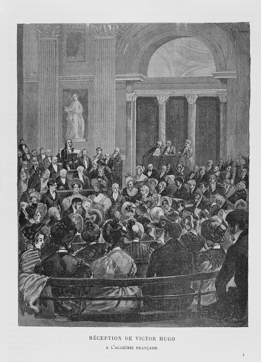 Mottagning av Victor Hugo (1802-85) vid Franska Akademien av French School