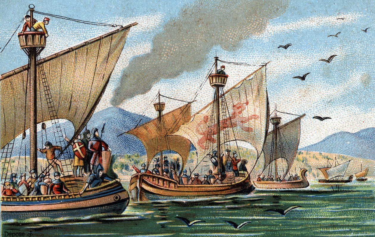 Återerövra östra Sicilien över araber: Roger de Hauteville erövrar Puglia och Kalabrien och aneantiserar den saracenska flottan i Palermo av French School