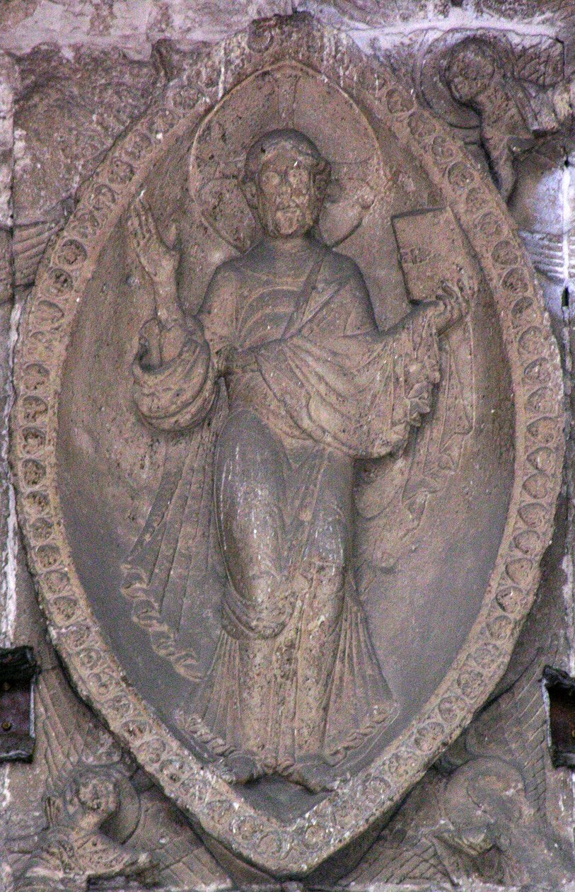 Relief föreställande Kristus i en mandorla, från norra dörren av French School