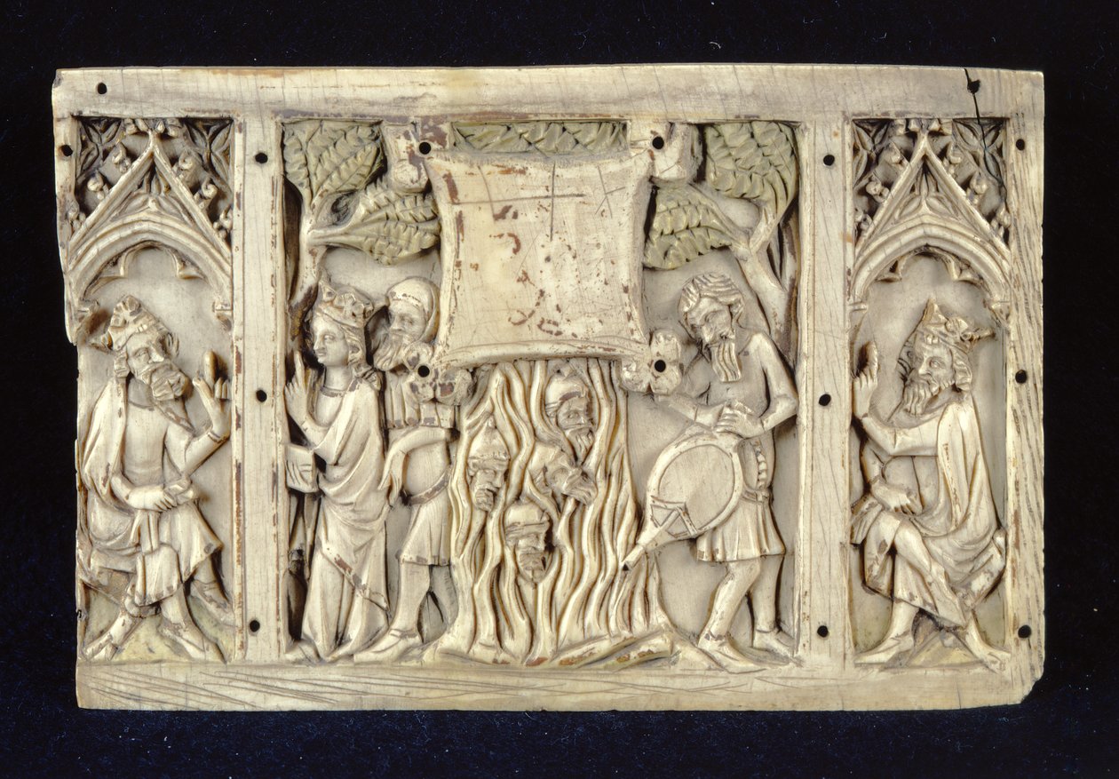 Relief föreställande scener från den heliga Katarina av Alexandrias liv, ca 1370-80 av French School