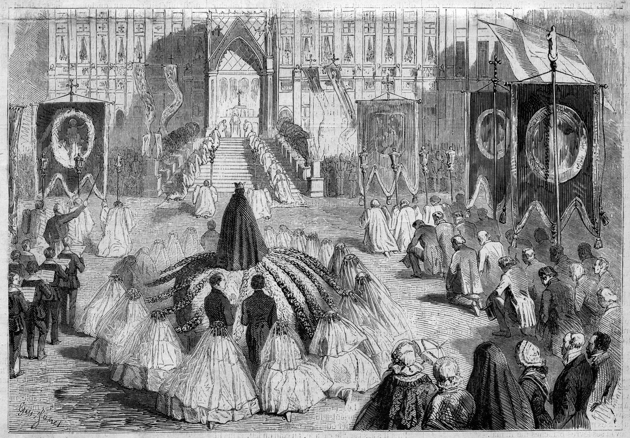 Religiös ceremoni under Brysselmässan (Belgien) av French School