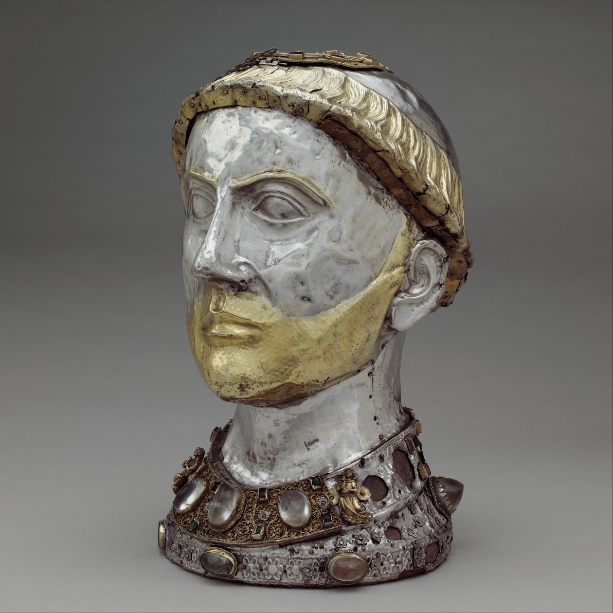 Relikviebyst av Saint Yrieix, ca 1220-40 (förgyllt silver med bergskristall, ädelstenar och glas) av French School