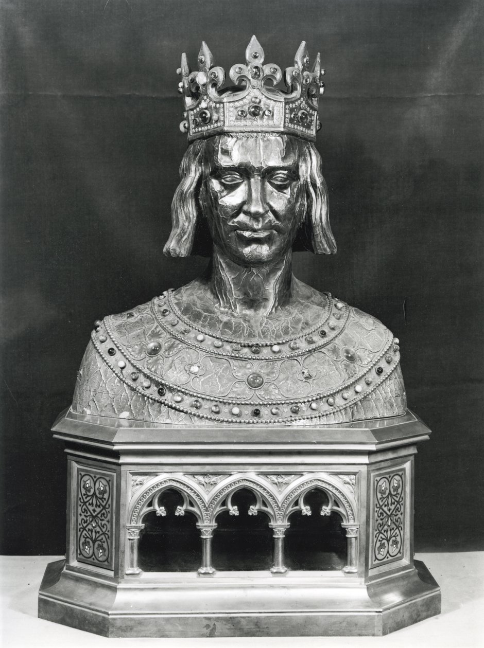 Relikviebyst av St. Louis (1214-70) (förgylld silver) av French School