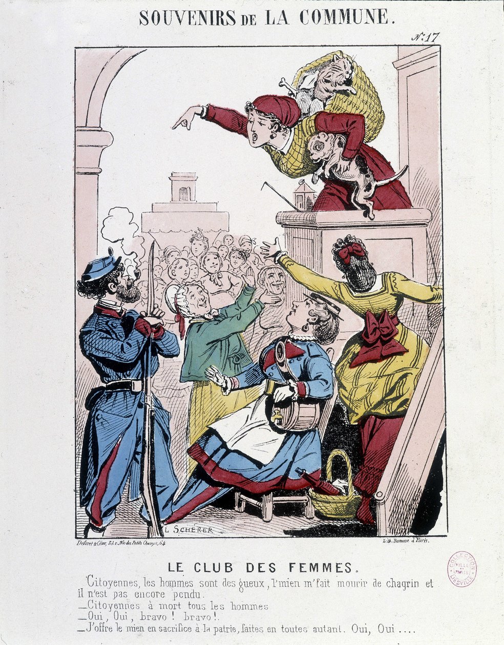 Kommunens minne: Kvinnoklubben - Karikatyr, Musee Carnavalet av French School