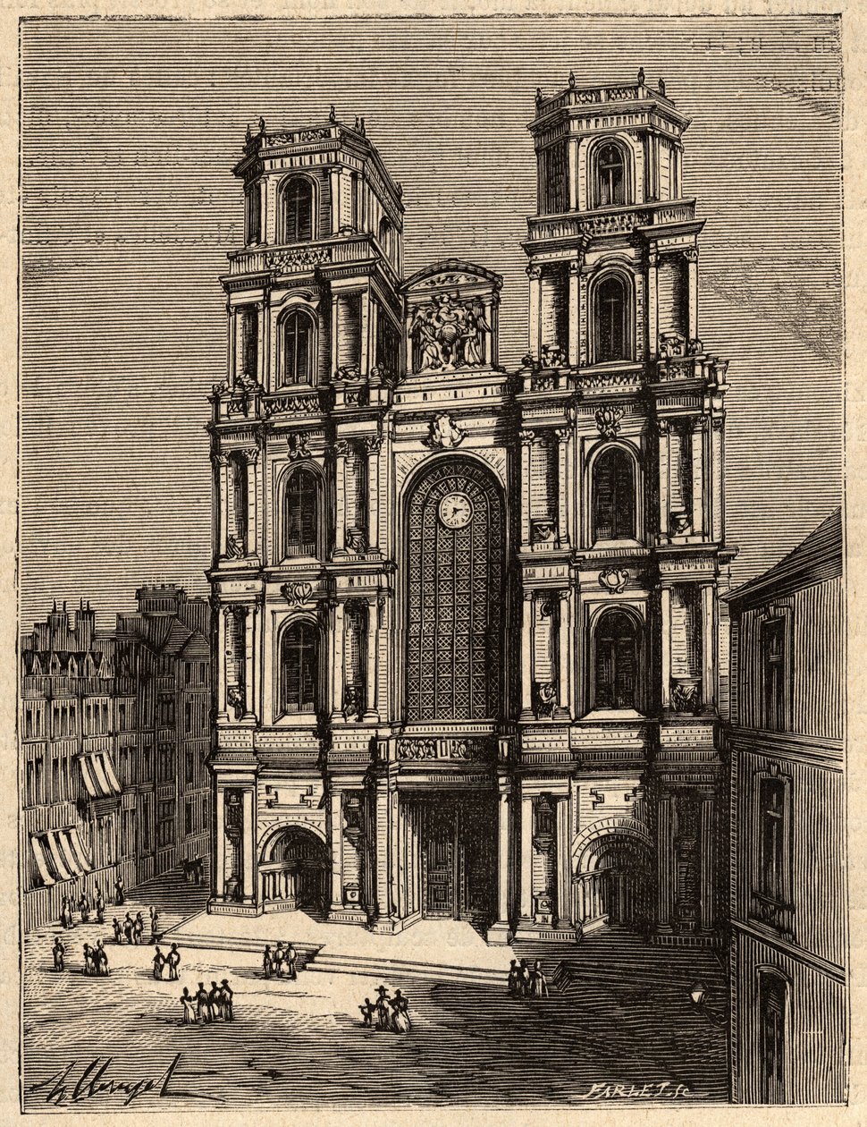 Rennes - La Cathedrale Saint Pierre - - gravyr i "" PATRIE" - PECTUREQUIREQUE BESKRIVNING AV FRANKRIKE I 6 VOLYER AV LUCIEN HUARD - slutet av 1800-talet av French School