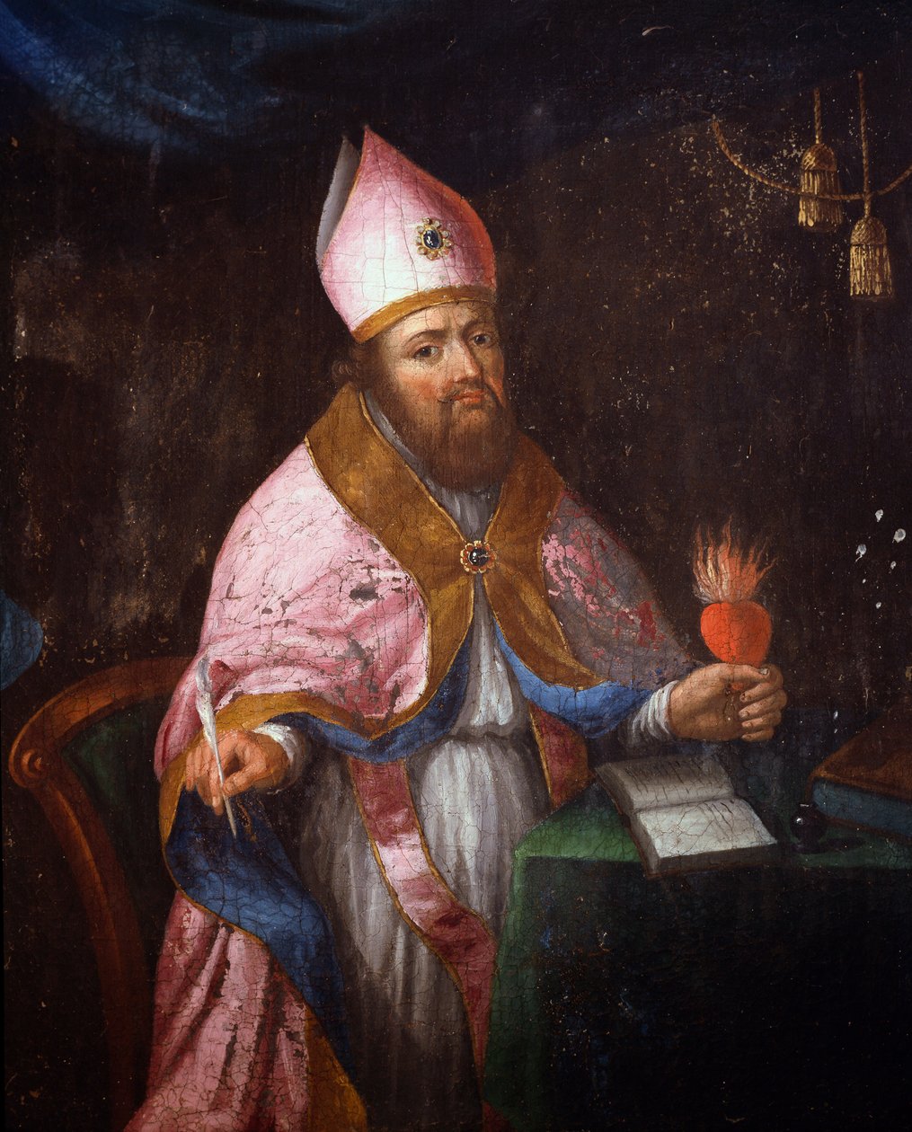 Representation of Saint Francis de Sales (1567-1622) på väg att skriva av French School