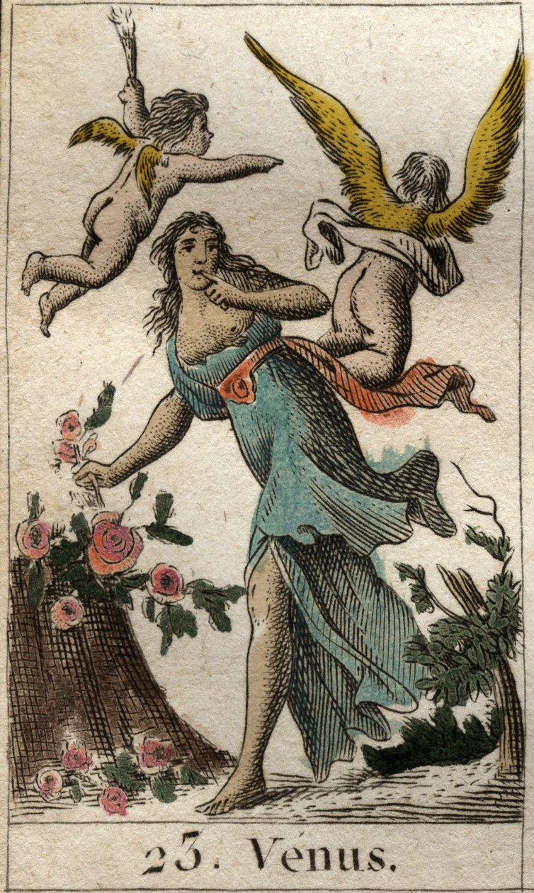 Representation av Venus, kärlekens, skönhetens och fertilitetens gudinna. Från "Mythology of Youth" av Pierre Blanchard 1803. av French School